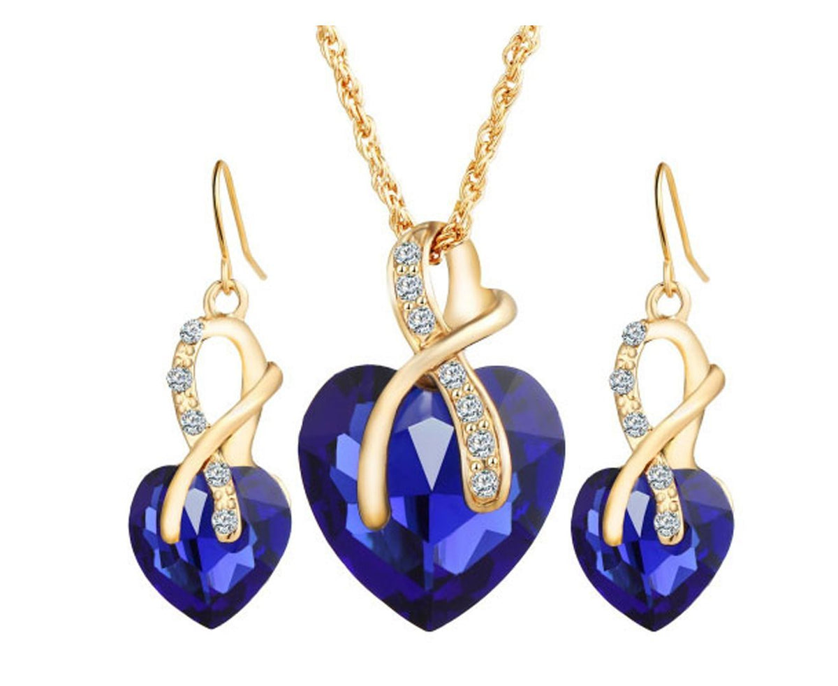 Beautiful Blue Zircon Crystal Heart Jewelry