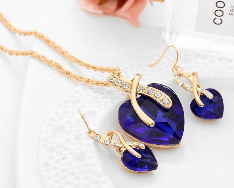 Beautiful Blue Zircon Crystal Heart Jewelry