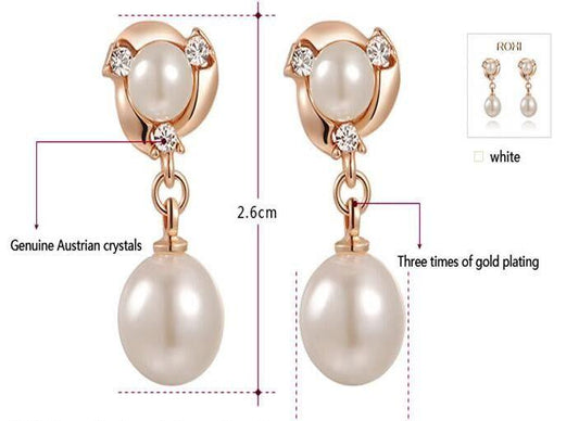 Bridal Gold Plated Crystal drop Pearl earrings