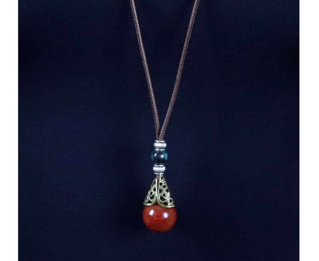 Brown Thread Bead Necklace