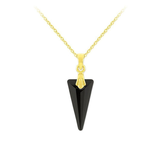 24K Gold Jet  Necklace with Swarovski Crystal  