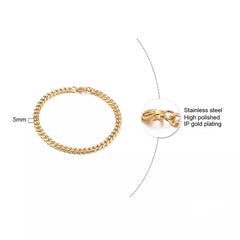 Cuban Link Gold Chain  Bracelet - 5mm