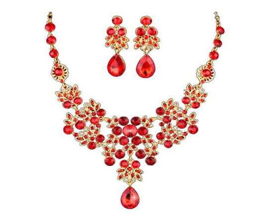 Charming Bridal Red Rhinestone Jewelry