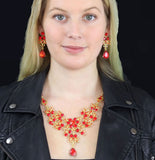 Charming Bridal Red Rhinestone Jewelry