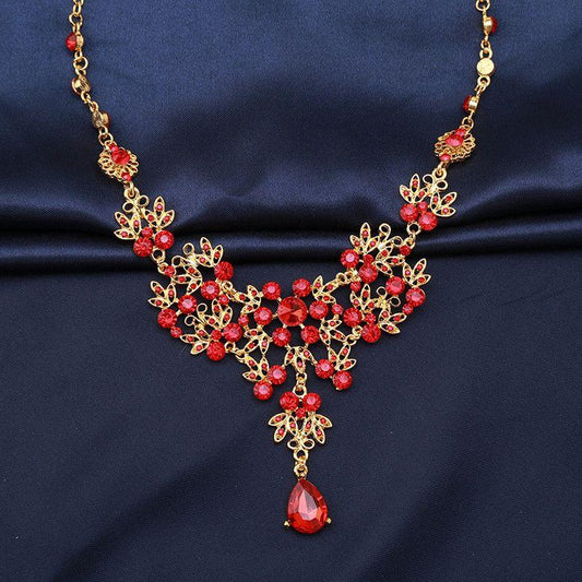 Charming Bridal Red Rhinestone Jewelry