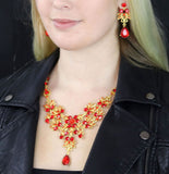Charming Bridal Red Rhinestone Jewelry