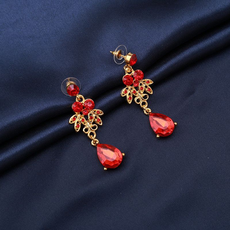Charming Bridal Red Rhinestone Jewelry