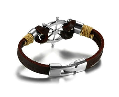 Classic Vintage Mens Leather Bracelet