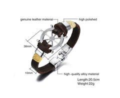 Classic Vintage Mens Leather Bracelet