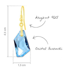24K Gold Aquamarine Silver  Pendant Necklace Jewellery Set