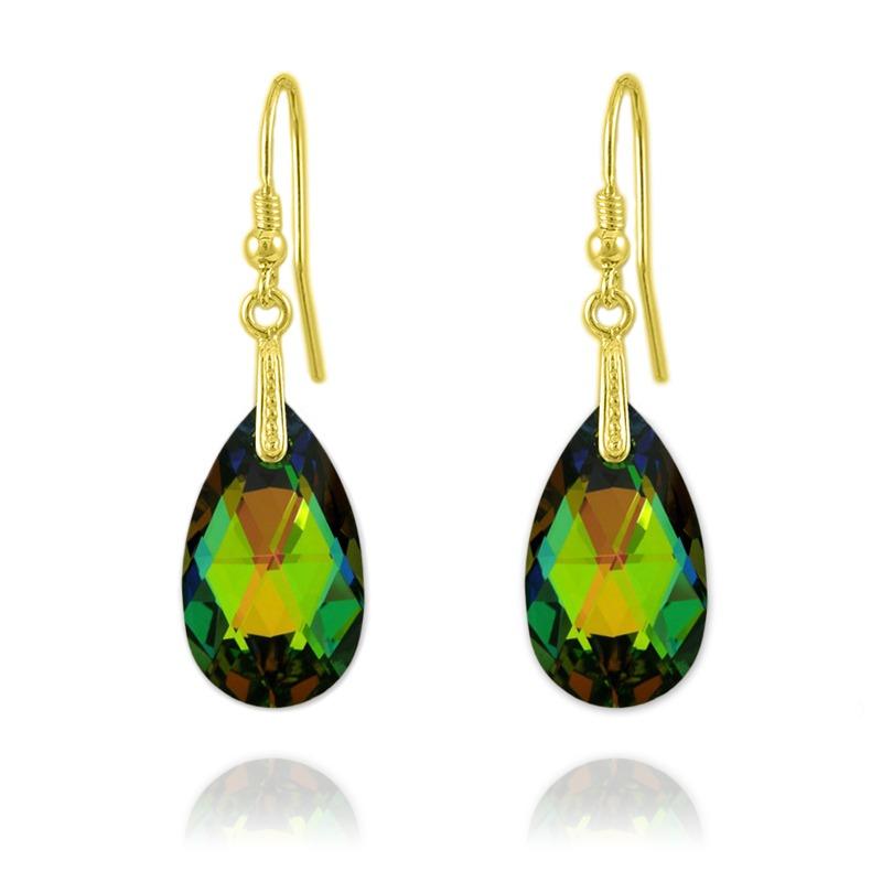  24K Gold Vitrail Pear Earrings 