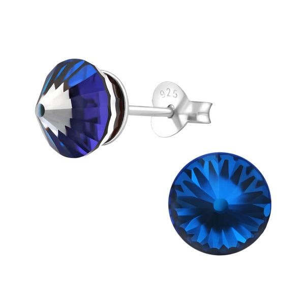 Silver Bermuda Blue Cone Stud Earrings made with Swarovski Crystal