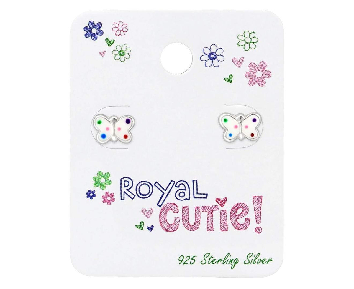 Kids Silver Butterfly Earrings for Girls
