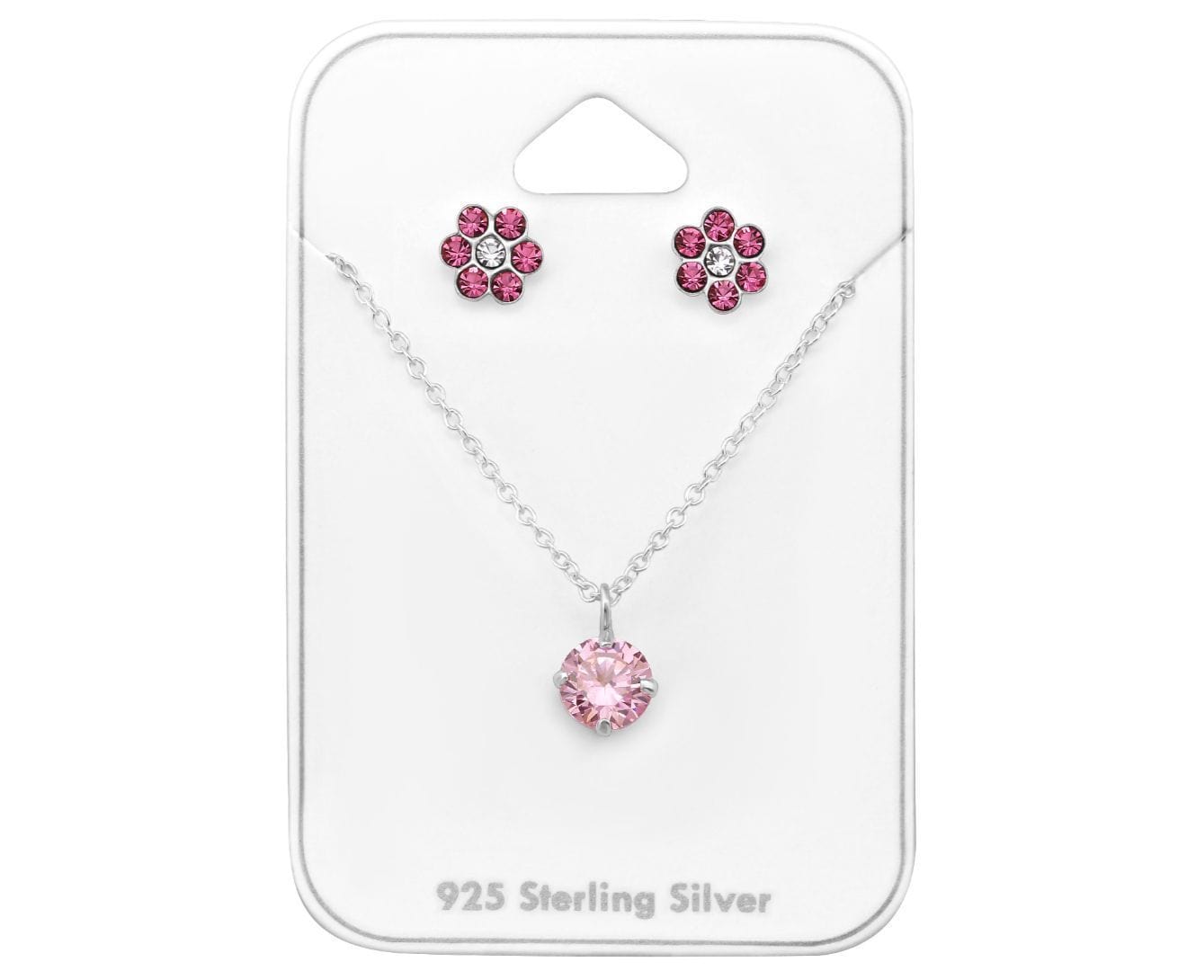 Kids Sterling Silver Pink Jewellery Set 