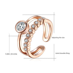 2 x Elegant Double Band Toe Ring with Crystal Gemstones