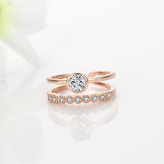  Double Band Toe Ring with Crystal Gemstones rose gold
