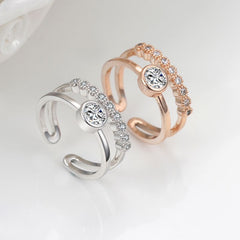 2 x Elegant Double Band Toe Ring with Crystal Gemstones