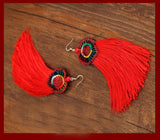 Embroidered Fringe Earrings