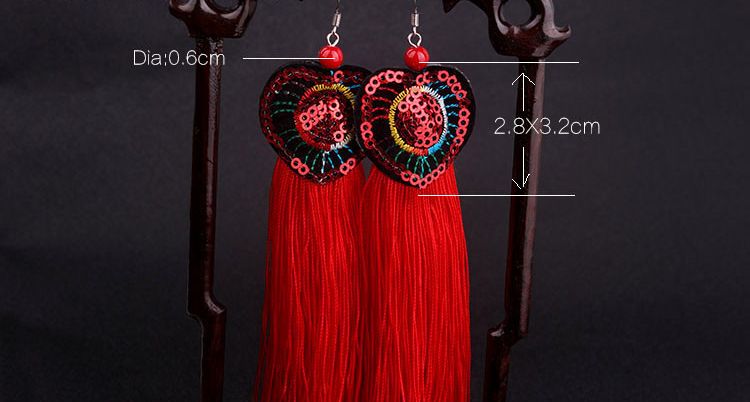 Embroidered Sequin Fringe Earrings