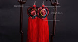 Embroidered Sequin Fringe Earrings