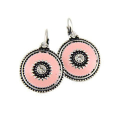 Enamel and Gemstones Statement Clip On Earrings pink