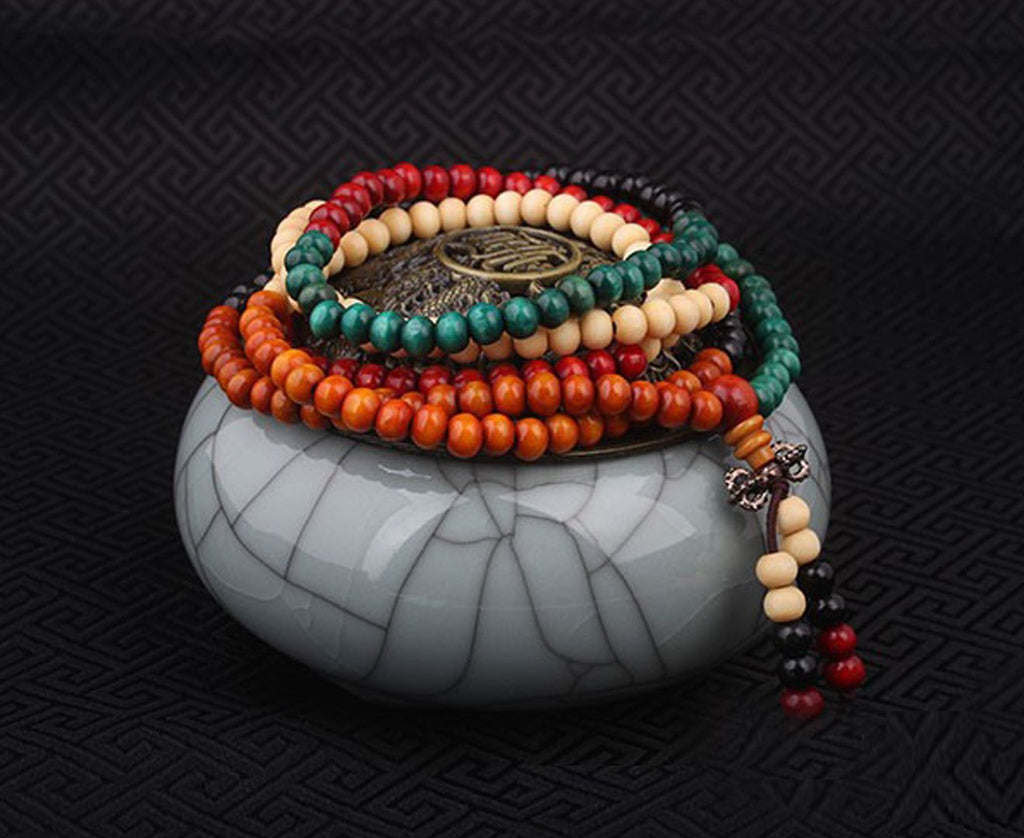 Ethnic Bodhi Buddha Multicolor Bead Bracelet