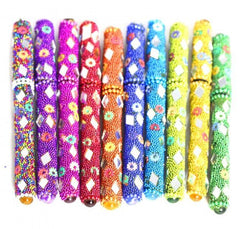 2 X ETHNIC CUT HANDCRAFTED GLASS PEN SET