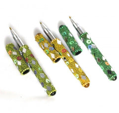 2 X ETHNIC CUT HANDCRAFTED GLASS PEN SET