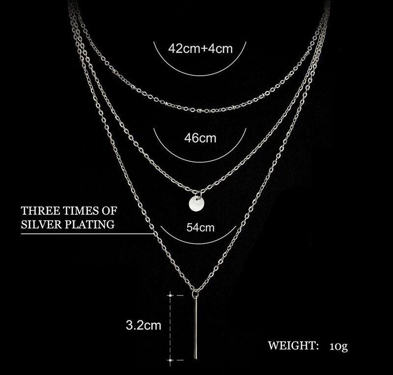 Style Multi Layered Bar Coin Necklace For Women