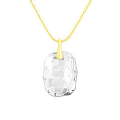 24K Gold white Crystal Pendant Necklace Jewellery Set