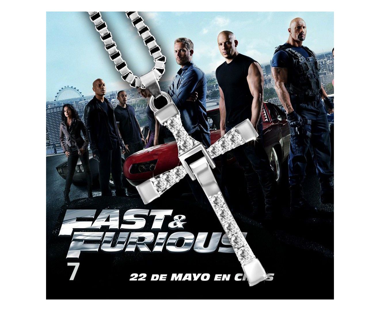 Fast and Furious Cross Crystal Pendant Necklace