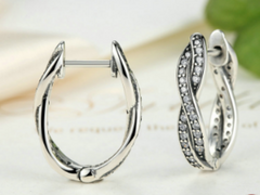 Diamante Studded Twist Hoop Earrings