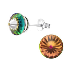 Silver Cone Stud Earrings made with Swarovski Crystal