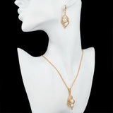 Gold Plated Pearl Necklace & earrings Set
