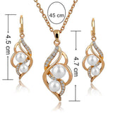 Gold Plated Pearl Necklace & earrings Set