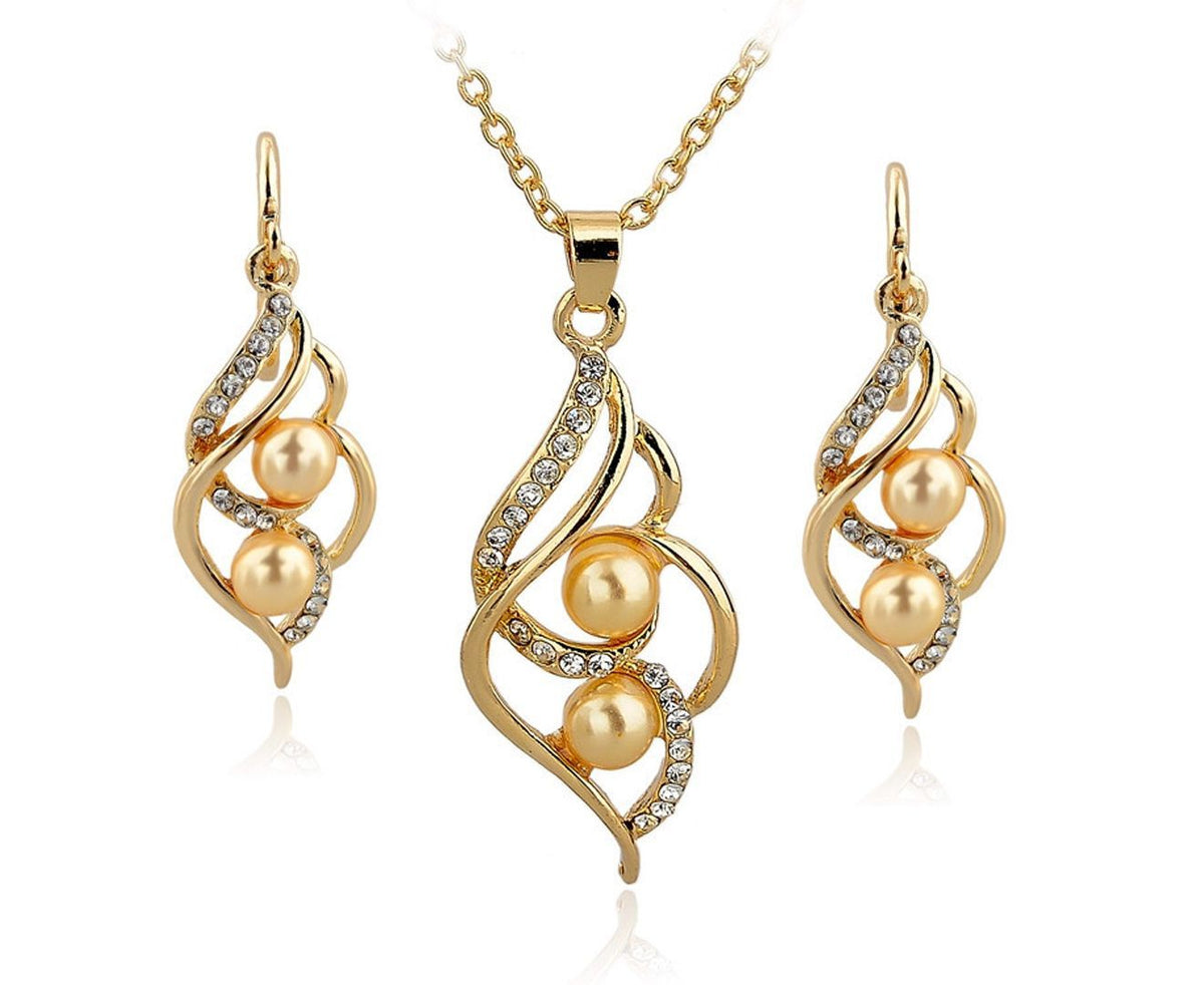 Gold Plated Pearl Necklace Set