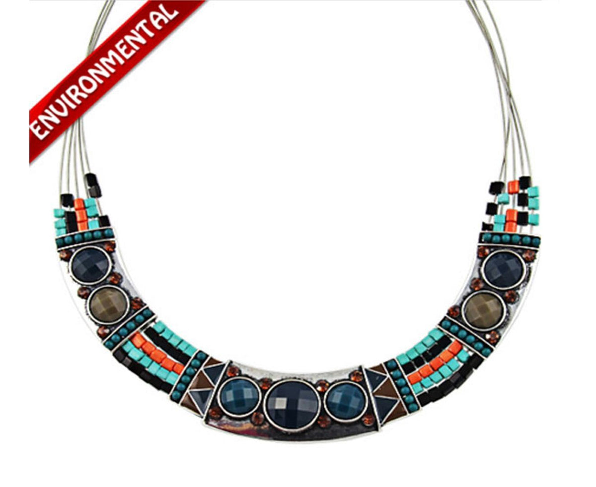 Handmade Ethnic Bead Colorful Chunky Beads Collar Necklace