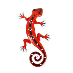 Blue & Red Gecko Metal Wall Art