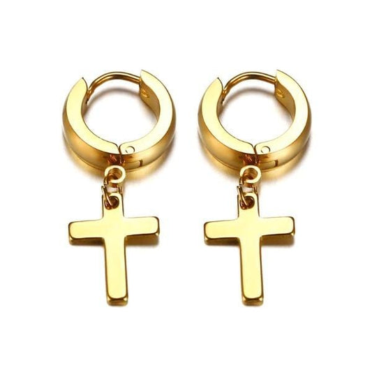 Cross Earrings for Women and Men Gold