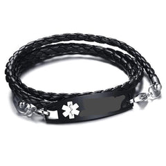 Engrave Medical Alert ID Leather Bracelet