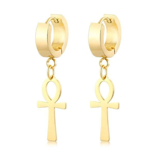 Egyptian Ankh Earrings Gold