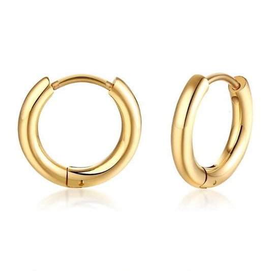Steel Gold Hoop Huggies  Earrings