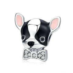 Colorful Silver Puppy Charm