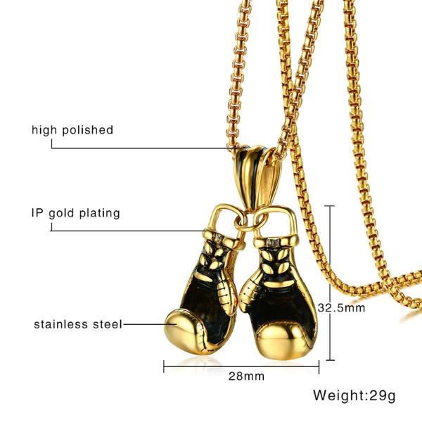 Men's Locomotive Golden Boxing Gloves Pendant Necklace 60cm Chain Women  Punk Alloy Boxing Gloves Chain Pendant Necklace .