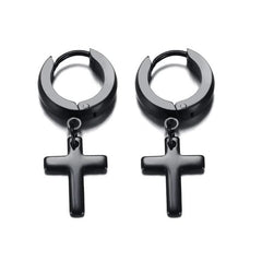 Cross Earrings for Women and Men Black