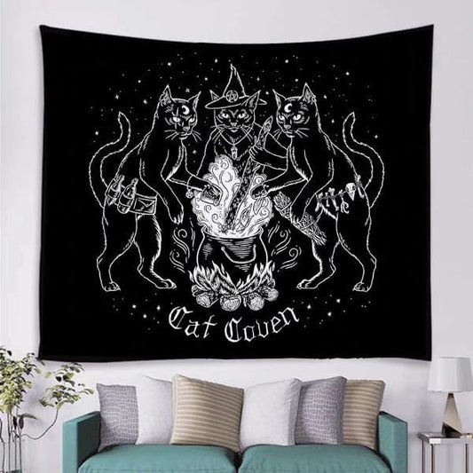 Cat Coven Tapestry Wall Hanging