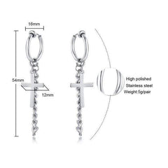 Black Cross Dangle  Earrings for Men