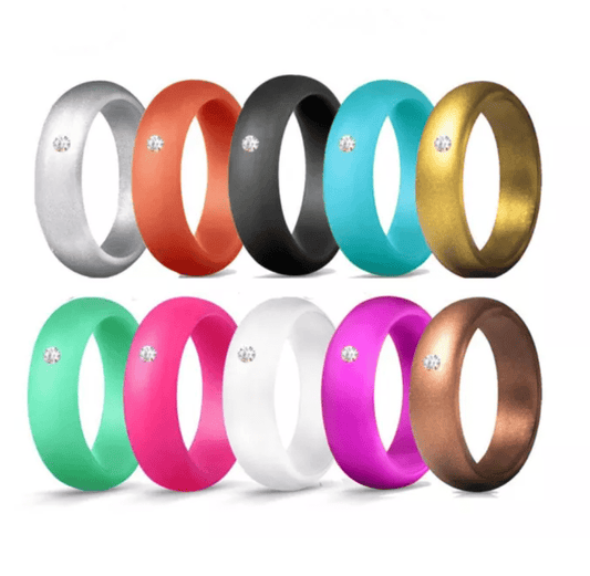 10  PCs Silicone Wedding Rings Set for Women