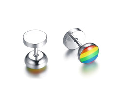 LGBT Pride Stainless Steel Stud Earrings Rainbow  