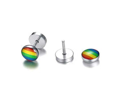 LGBT Pride Stainless Steel Rainbow Stud Earrings